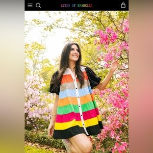 Queen of Sparkles Multi Color Tier Black Sequin Dress